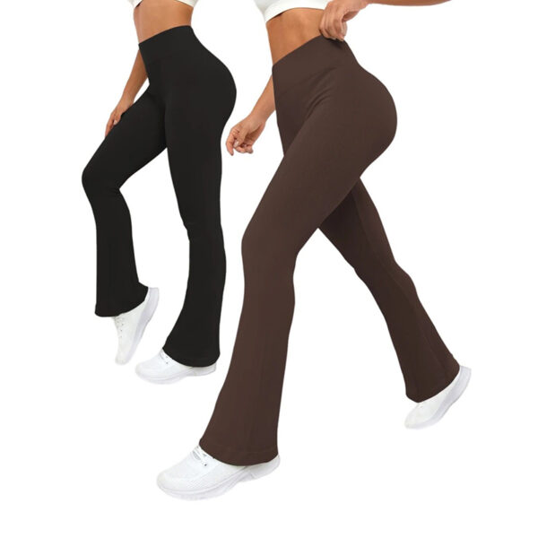 High-Waist Ribbed Flare Yoga Leggings - Image 6