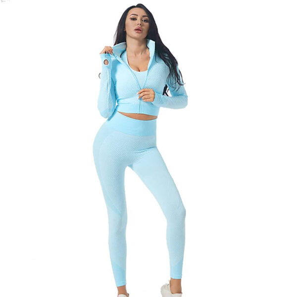 3-Piece Women's Gym Tracksuit Set - Image 3