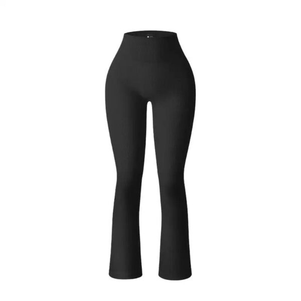 High-Waist Ribbed Flare Yoga Leggings - Image 4